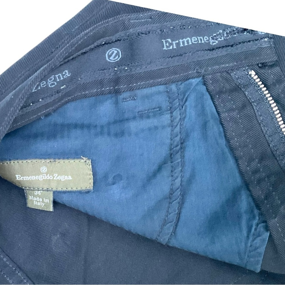 Ermenegildo Zenga Men’s Black Cotton Pants Size 34 - Picture 3 of 4